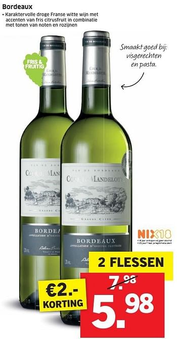 Aanbiedingen Bordeaux - Witte wijnen - Geldig van 31/10/2016 tot 06/11/2016 bij Lidl