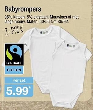 Aanbiedingen Babyrompers - Fair Trade - Geldig van 02/11/2016 tot 08/11/2016 bij Aldi