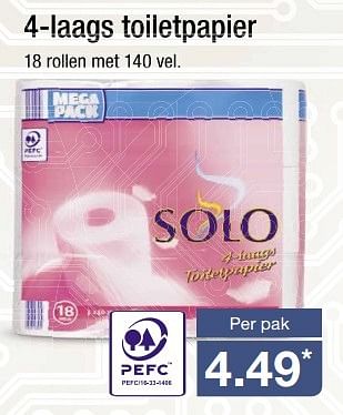 Aanbiedingen 4-laags toiletpapier - Solo Papierwaren - Geldig van 02/11/2016 tot 08/11/2016 bij Aldi