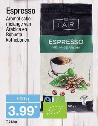 Aanbiedingen Espresso - Fair - Geldig van 02/11/2016 tot 08/11/2016 bij Aldi