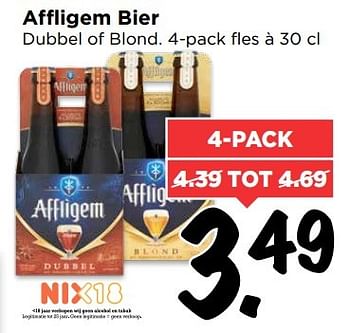 Aanbiedingen Affligem bier dubbel of blond - Affligem - Geldig van 06/11/2016 tot 12/11/2016 bij Vomar