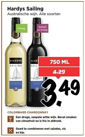 Aanbiedingen Hardys sailing australische wijn - Witte wijnen - Geldig van 06/11/2016 tot 12/11/2016 bij Vomar