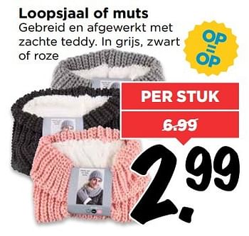 Aanbiedingen Loopsjaal of muts gebreid en afgewerkt met zachte teddy - Huismerk Vomar - Geldig van 06/11/2016 tot 12/11/2016 bij Vomar