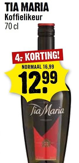 Aanbiedingen Tia maria koffielikeur - Tia Maria  - Geldig van 06/11/2016 tot 12/11/2016 bij Dirk III