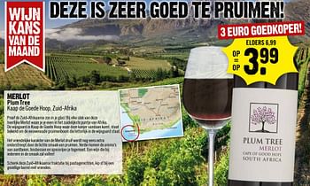 Aanbiedingen Merlot plum tree - Rode wijnen - Geldig van 06/11/2016 tot 12/11/2016 bij Dirk III