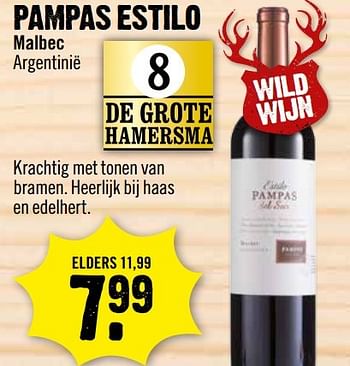 Aanbiedingen Pampas estilo malbec argentinië - Rode wijnen - Geldig van 06/11/2016 tot 12/11/2016 bij Dirk III