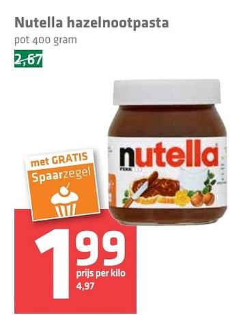 Aanbiedingen Nutella hazelnootpasta - Nutella - Geldig van 03/11/2016 tot 09/11/2016 bij Spar