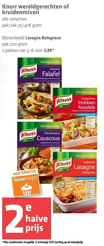 Aanbiedingen Knorr wereldgerechten of kruidenmixen - Knorr - Geldig van 03/11/2016 tot 09/11/2016 bij Spar