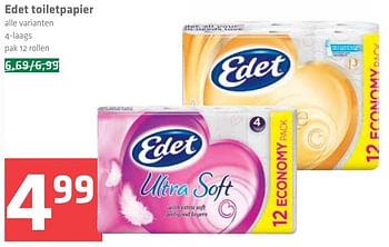 Aanbiedingen Edet toiletpapier - Edet - Geldig van 03/11/2016 tot 09/11/2016 bij Spar
