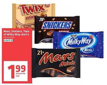 Aanbiedingen Mars, snickers, twix of milky way mini`s - Mars Snacks - Geldig van 03/11/2016 tot 09/11/2016 bij Spar