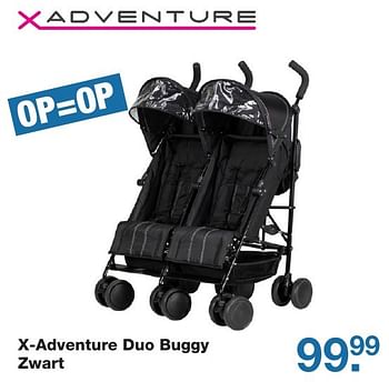 Aanbiedingen X-adventure duo buggy zwart - Xadventure - Geldig van 21/10/2016 tot 11/11/2016 bij Baby & Tiener Megastore