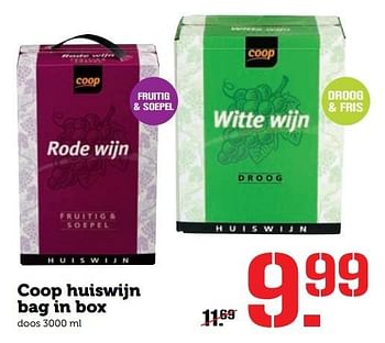 Aanbiedingen Coop huiswijn bag in box - Rode wijnen - Geldig van 07/11/2016 tot 13/11/2016 bij Coop