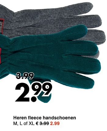 Aanbiedingen Heren fleece handschoenen - Huismerk - Wibra - Geldig van 31/10/2016 tot 12/11/2016 bij Wibra