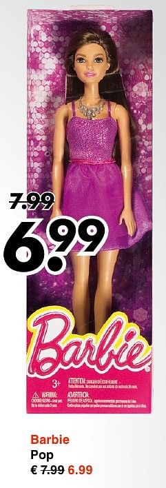 Aanbiedingen Barbie pop - Mattel - Geldig van 31/10/2016 tot 12/11/2016 bij Wibra