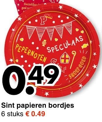 Aanbiedingen Sint papieren bordjes - Huismerk - Wibra - Geldig van 31/10/2016 tot 12/11/2016 bij Wibra