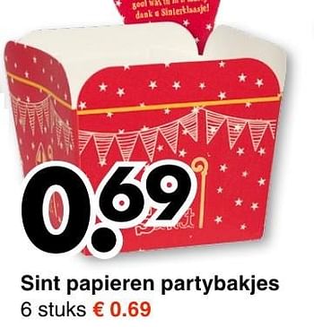 Aanbiedingen Sint papieren partybakjes - Huismerk - Wibra - Geldig van 31/10/2016 tot 12/11/2016 bij Wibra