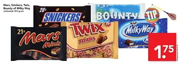 Aanbiedingen Mars, snickers, twix, bounty of milky way - Mars Snacks - Geldig van 06/11/2016 tot 12/11/2016 bij Deen Supermarkten