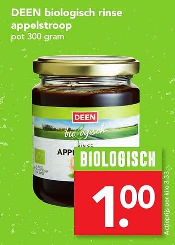 Aanbiedingen Deen biologisch rinse appelstroop - Huismerk deen supermarkt - Geldig van 06/11/2016 tot 12/11/2016 bij Deen Supermarkten
