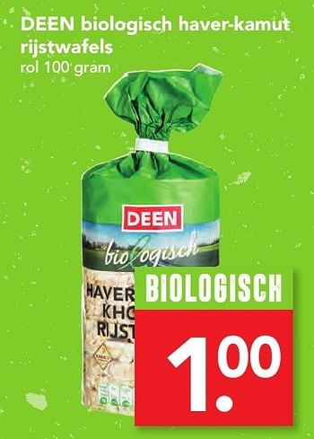 Aanbiedingen Deen biologisch haver-kamut rijstwafels - Huismerk deen supermarkt - Geldig van 06/11/2016 tot 12/11/2016 bij Deen Supermarkten