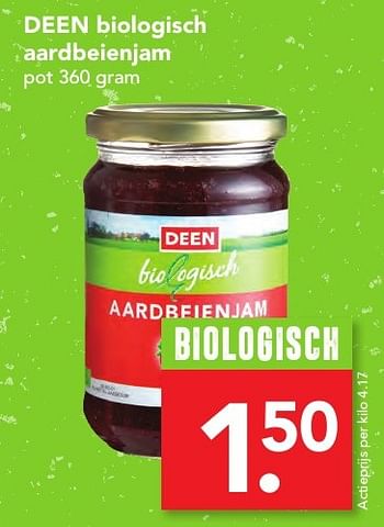 Aanbiedingen Deen biologisch aardbeienjam - Huismerk deen supermarkt - Geldig van 06/11/2016 tot 12/11/2016 bij Deen Supermarkten