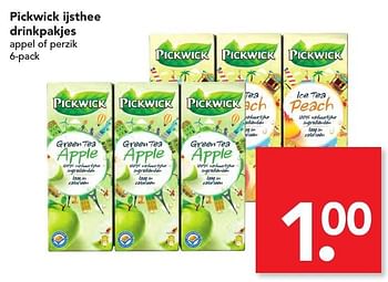 Aanbiedingen Pickwick ijsthee drinkpakjes appel of perzik - Pickwick - Geldig van 06/11/2016 tot 12/11/2016 bij Deen Supermarkten