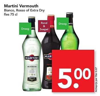 Aanbiedingen Martini vermouth bianco, rosso of extra dry - Martini - Geldig van 06/11/2016 tot 12/11/2016 bij Deen Supermarkten