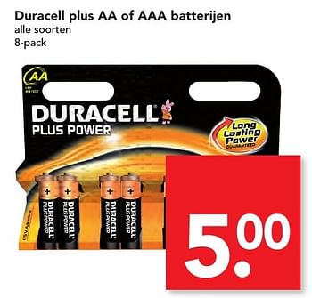 Aanbiedingen Duracell plus aa of aaa batterijen - Duracell - Geldig van 06/11/2016 tot 12/11/2016 bij Deen Supermarkten