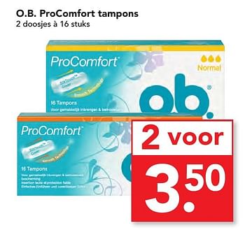 Aanbiedingen O.b. procomfort tampons - OB - Geldig van 06/11/2016 tot 12/11/2016 bij Deen Supermarkten