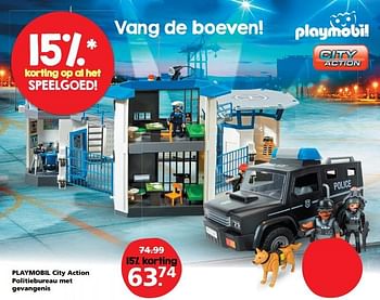 Aanbiedingen Playmobil city action politiebureau met gevangenis - Playmobil - Geldig van 05/11/2016 tot 13/11/2016 bij Intertoys