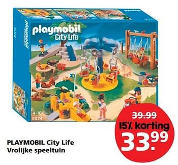 Aanbiedingen Playmobil city life vrolijke speeltuin - Playmobil - Geldig van 05/11/2016 tot 13/11/2016 bij Intertoys
