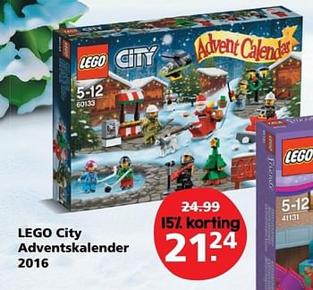 Aanbiedingen Lego city adventskalender 2016 - Lego - Geldig van 05/11/2016 tot 13/11/2016 bij Intertoys
