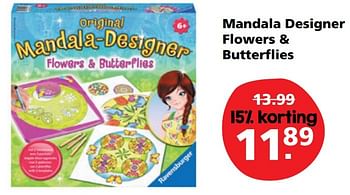 Aanbiedingen Mandala designer flowers + butterflies - Ravensburger - Geldig van 05/11/2016 tot 13/11/2016 bij Intertoys