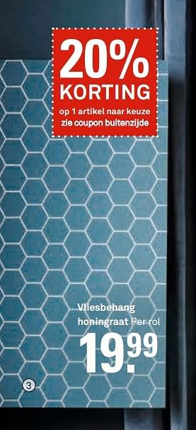 Aanbiedingen Vliesbehang honingraat per rol - Huismerk Karwei - Geldig van 06/11/2016 tot 13/11/2016 bij Karwei