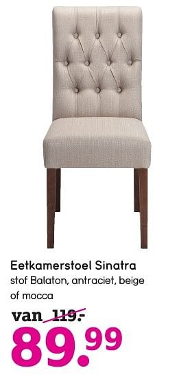 Aanbiedingen Eetkamerstoel sinatra - Huismerk - Leen Bakker - Geldig van 07/11/2016 tot 13/11/2016 bij Leen Bakker