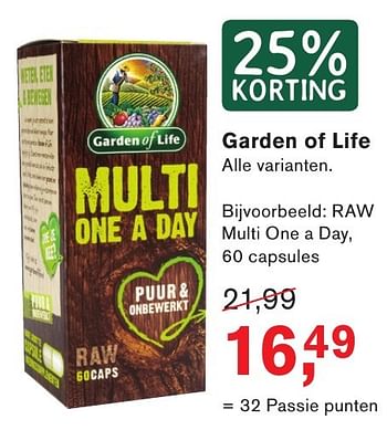 Aanbiedingen Garden of life raw multi one a day - Garden of Life - Geldig van 23/10/2016 tot 13/11/2016 bij Holland & Barrett