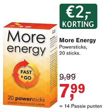 Aanbiedingen More energy powersticks - Huismerk - Essenza - Geldig van 23/10/2016 tot 13/11/2016 bij Holland & Barrett