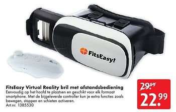 Aanbiedingen Fitseasy virtual reality bril met afstandsbediening - Fitseasy - Geldig van 29/10/2016 tot 13/11/2016 bij Bart Smit