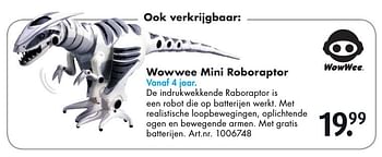 Aanbiedingen Wowwee mini roboraptor - Wowwee - Geldig van 29/10/2016 tot 13/11/2016 bij Bart Smit