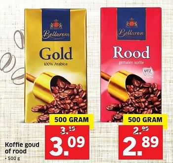 Aanbiedingen Koffie goud of rood - Bellarom - Geldig van 06/11/2016 tot 13/11/2016 bij Lidl