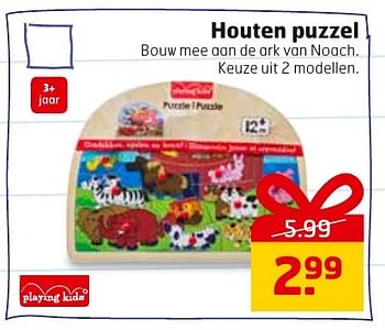 Aanbiedingen Houten puzzel - Playing Kids - Geldig van 08/11/2016 tot 13/11/2016 bij Trekpleister