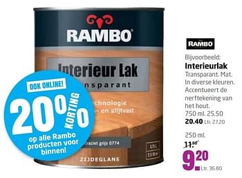 Aanbiedingen Interieurlak - Rambo - Geldig van 31/10/2016 tot 13/11/2016 bij Formido