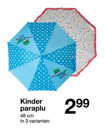Aanbiedingen Kinder paraplu - Huismerk - Zeeman  - Geldig van 12/11/2016 tot 25/11/2016 bij Zeeman