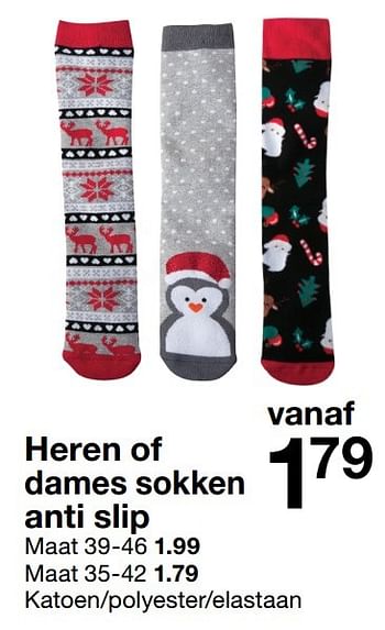 Aanbiedingen Heren of dames sokken anti slip - Huismerk - Zeeman  - Geldig van 12/11/2016 tot 25/11/2016 bij Zeeman