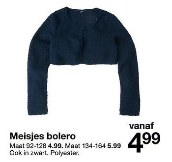 Aanbiedingen Meisjes bolero - Huismerk - Zeeman  - Geldig van 12/11/2016 tot 25/11/2016 bij Zeeman