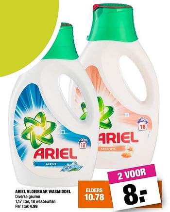 Aanbiedingen Ariel vloeibaar wasmiddel - Ariel - Geldig van 07/11/2016 tot 20/11/2016 bij Big Bazar