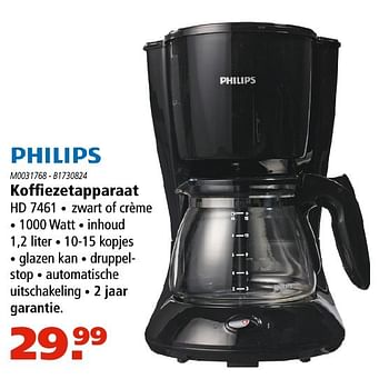 Aanbiedingen Philips koffiezetapparaat hd 7461 - Philips - Geldig van 03/11/2016 tot 16/11/2016 bij Marskramer
