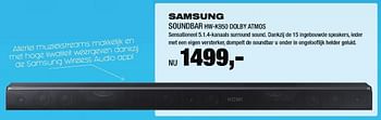 Aanbiedingen Samsung soundbar hw-k950 dolby atmos - Samsung - Geldig van 10/11/2016 tot 16/11/2016 bij Electro World