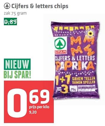 Aanbiedingen Cijfers + letters chips - Spar - Geldig van 10/11/2016 tot 16/11/2016 bij Spar