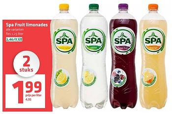 Aanbiedingen Spa fruit limonades - Spa - Geldig van 10/11/2016 tot 16/11/2016 bij Spar