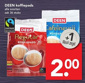 Aanbiedingen Deen koffiepads - Huismerk deen supermarkt - Geldig van 13/11/2016 tot 19/11/2016 bij Deen Supermarkten